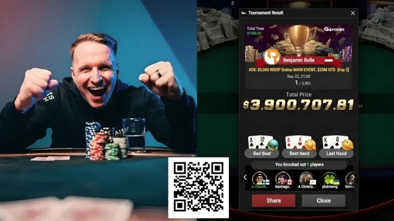 【EPCP扑克】WSOP线上主赛冠军复盘，解析FT前的口袋4关键手牌！