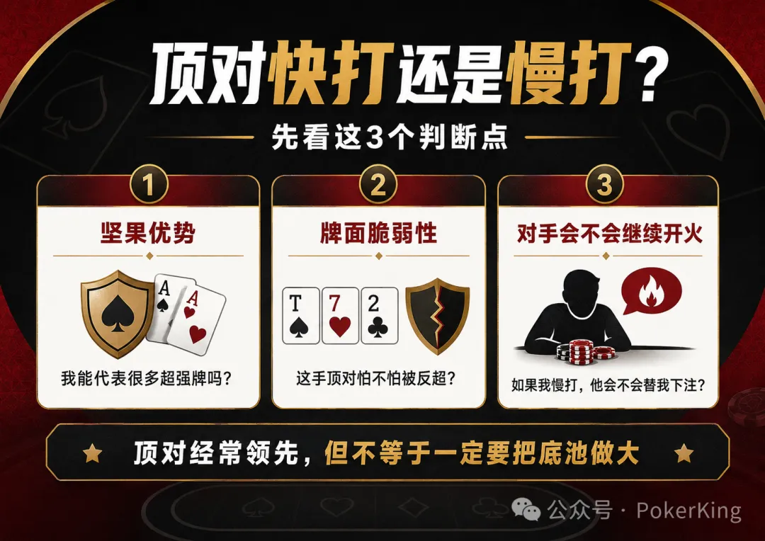 【EPCP扑克】别一拿顶对就加注:这5种情况,慢打反而赢得更多