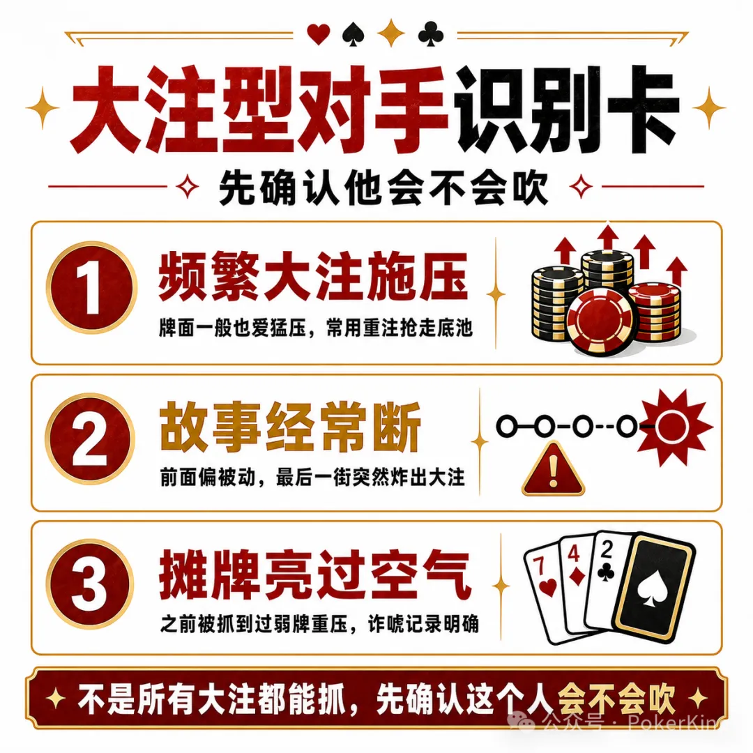 【EPCP扑克】牌桌上总有人拿大注压你？三步教你抓诈，别再白白弃牌