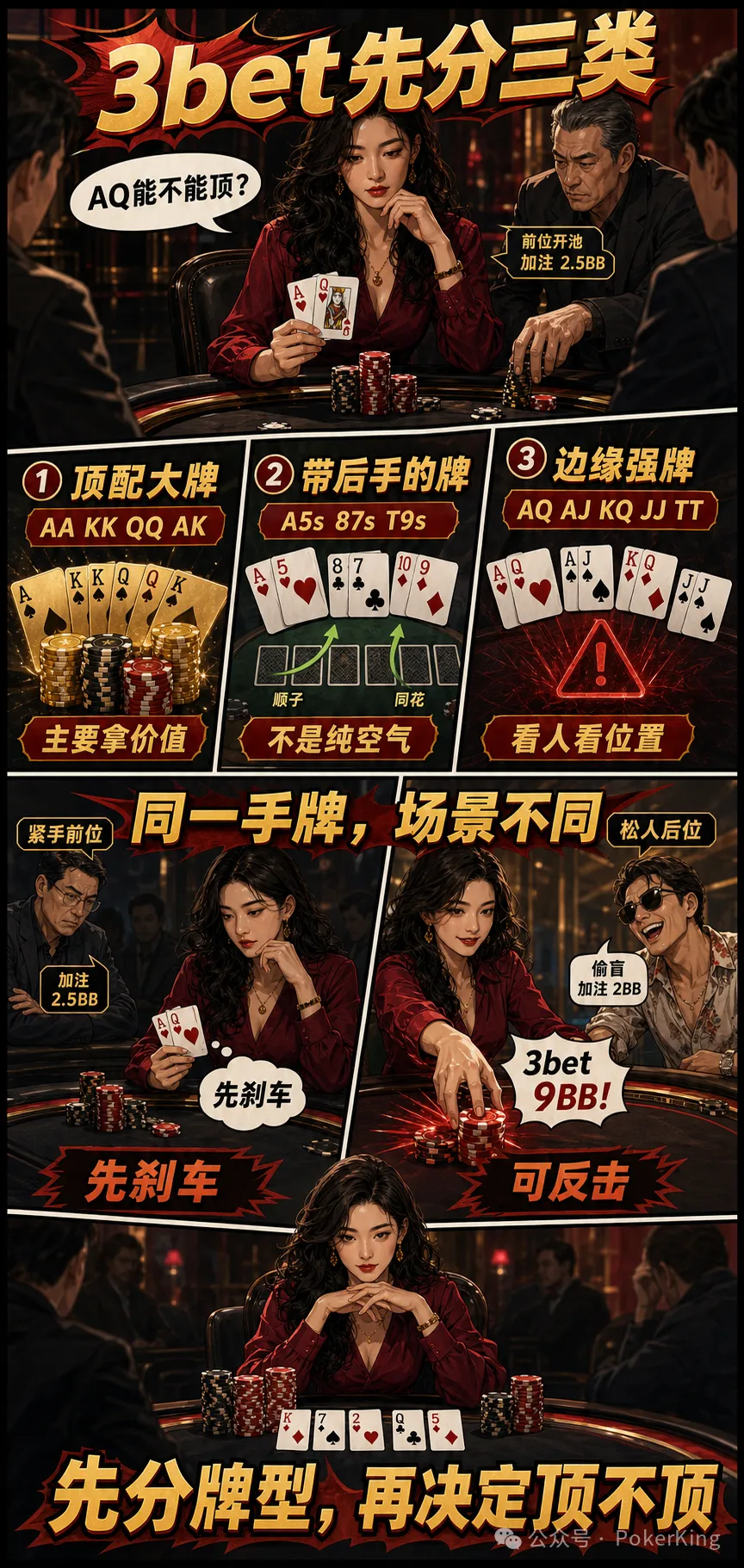 【EPCP扑克】3-bet 不是胆量测试:AQ为什么不能当AK打?